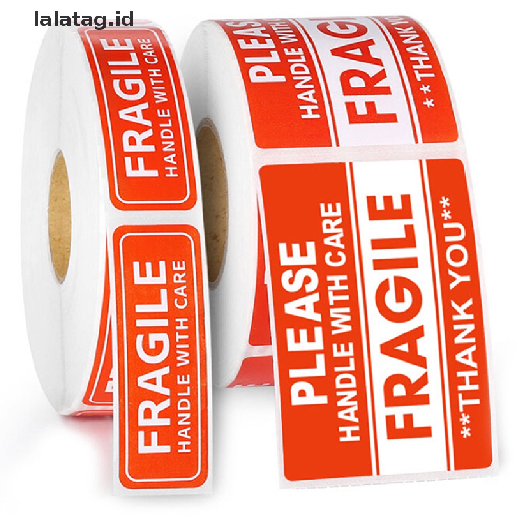 [lalatag] 1000pcs Stiker Fragile Dan Pegangan Dengan Perawatan Untuk Pengiriman Mailing Handle Sticker [ID]