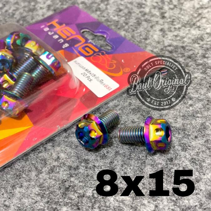 Baut probolt 8x15 rainbow gs1 drat 12 panjang 1.5 cm ori heng thailand sampoerna123 Juara