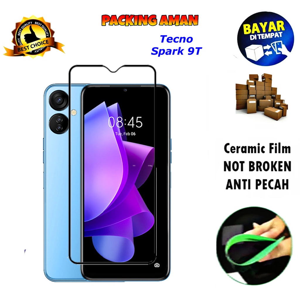 Tempered Glass Tecno Spark 9T FULL COVER FULL SCREEN Ceramic Film Anti Gores