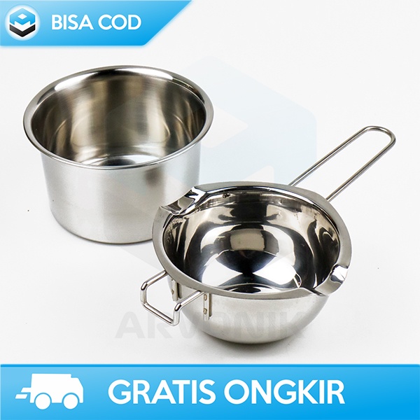 PANCI LELEH COKLAT KEJU MELTING POT STAINLESS BY ONETWOCUPS 400ML 2PCS