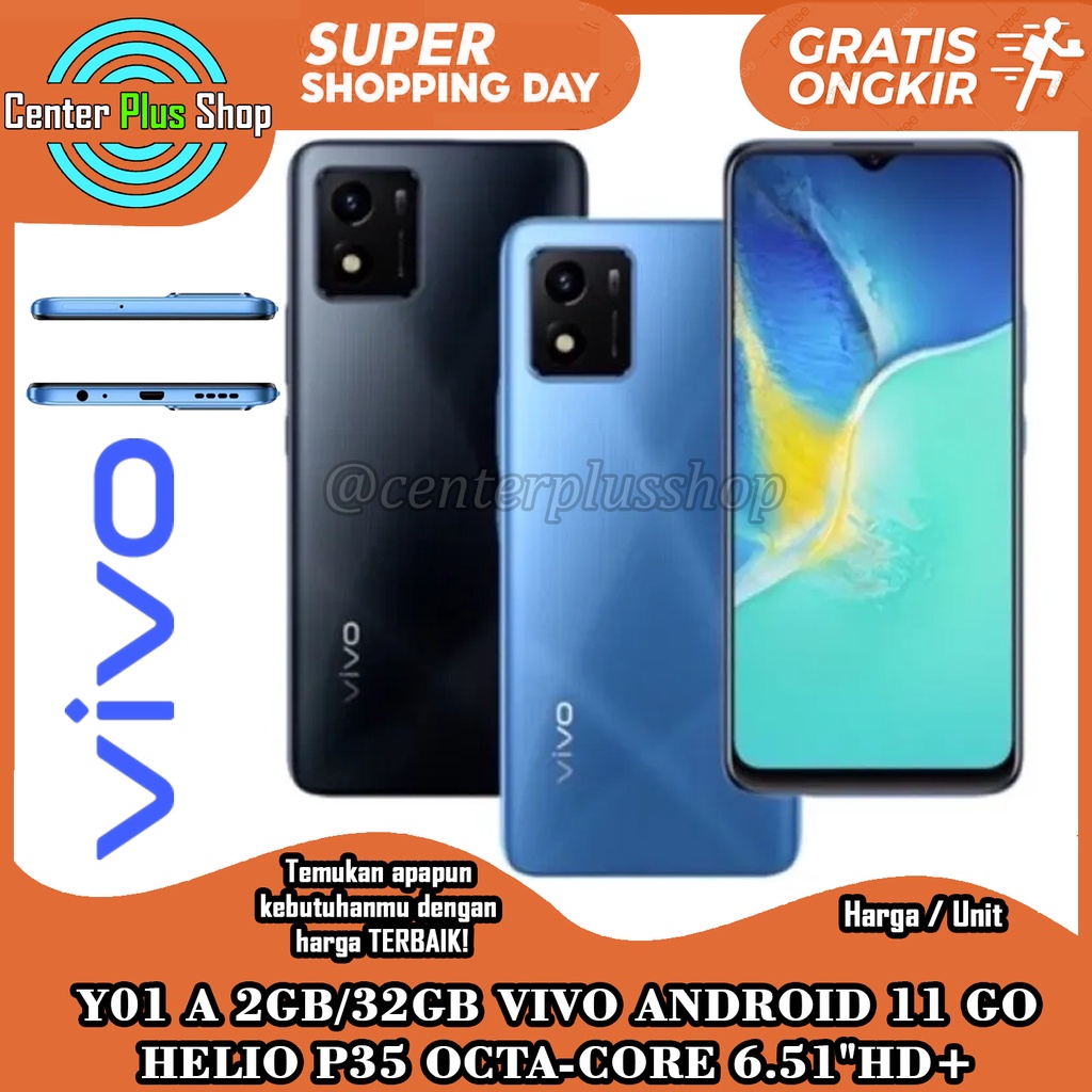 Y01A 2GB/32GB VIVO ANDROID 11 GO HELIO P35 OCTA CORE 6.51"HD+ 5000MAH HP SMARTPHONE ORIGINAL Y01 A R