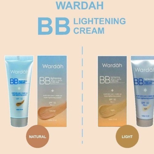 WARDAH Lightening BB Cream Indonesia / BB Krim Wajah 15ml / Multi Skin Care + Make Up Triple Lightening System SPF 32 PA+++ UV Protection Beauty Balm Light Natural / Cosmetic Makeup Face Make Up / Compact Loose Powder Foundation Concealer Bedak / Series