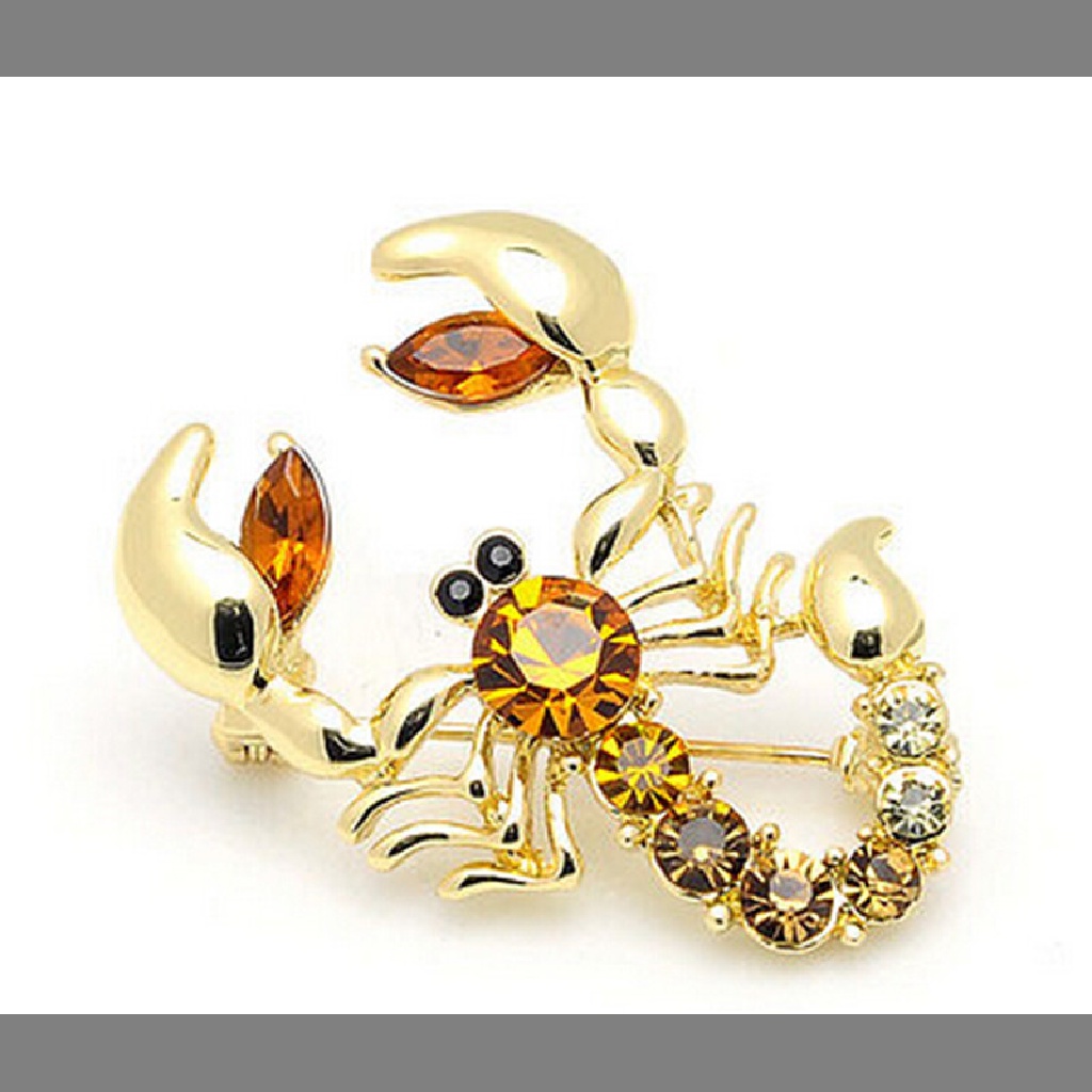 [GOOGFOUR] Bros Syal Kristal Bersinar Bros Berlian Imitasi Bros Hewan Scorpion Brooch Pin [Atas]