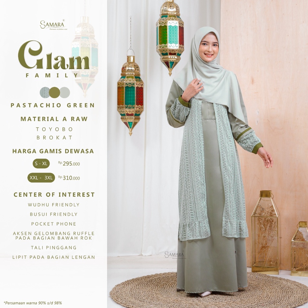 Sarimbit Gamis Brukat Green Lebaran Keluarga Pasangan Original 100%