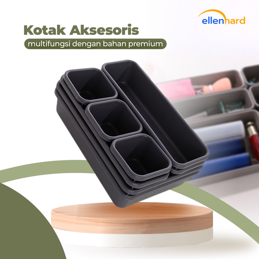 Kotak Sekat Laci Plastik Serbaguna Box Organizer Alat Tulis Make Up Kosmetik Serbaguna White