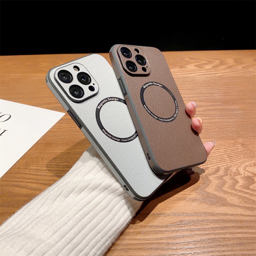 Luxury leather magnetic Case iPhone 14 Pro Max Plus Case iPhone 13 12 Pro Max Kamera Canggih Perlindungan Lensa Shock Protection Case Tertutup Penuh