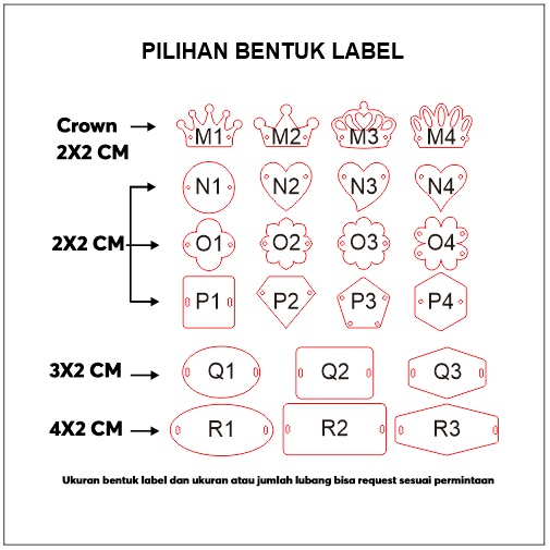 [MINIMAL 50pcs] Label akrilik mirror tulisan hitam