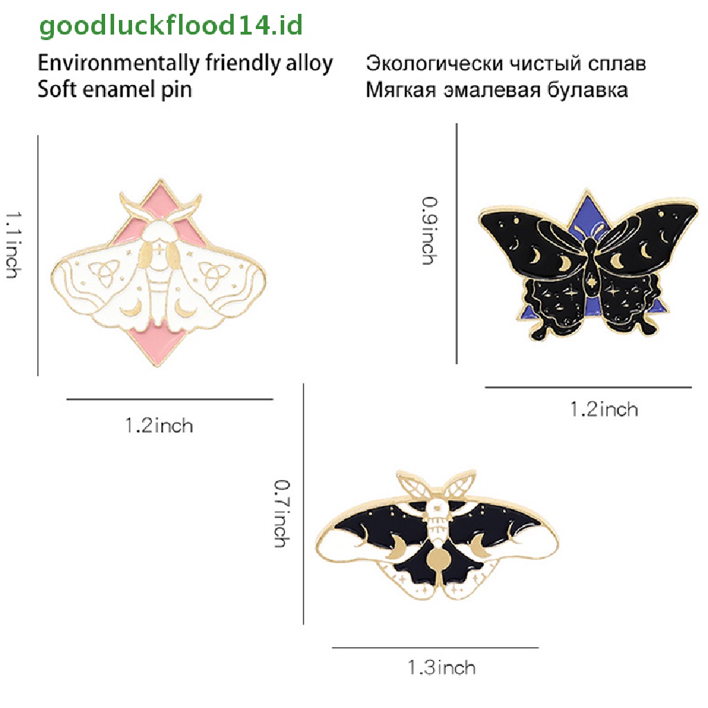 [GOOGFOUR] 3pcs Pin Enamel Kupu-Kupu Ngengat Fase Bros Tas Pakaian Lapel Pin Lencana Hadiah [TOP]