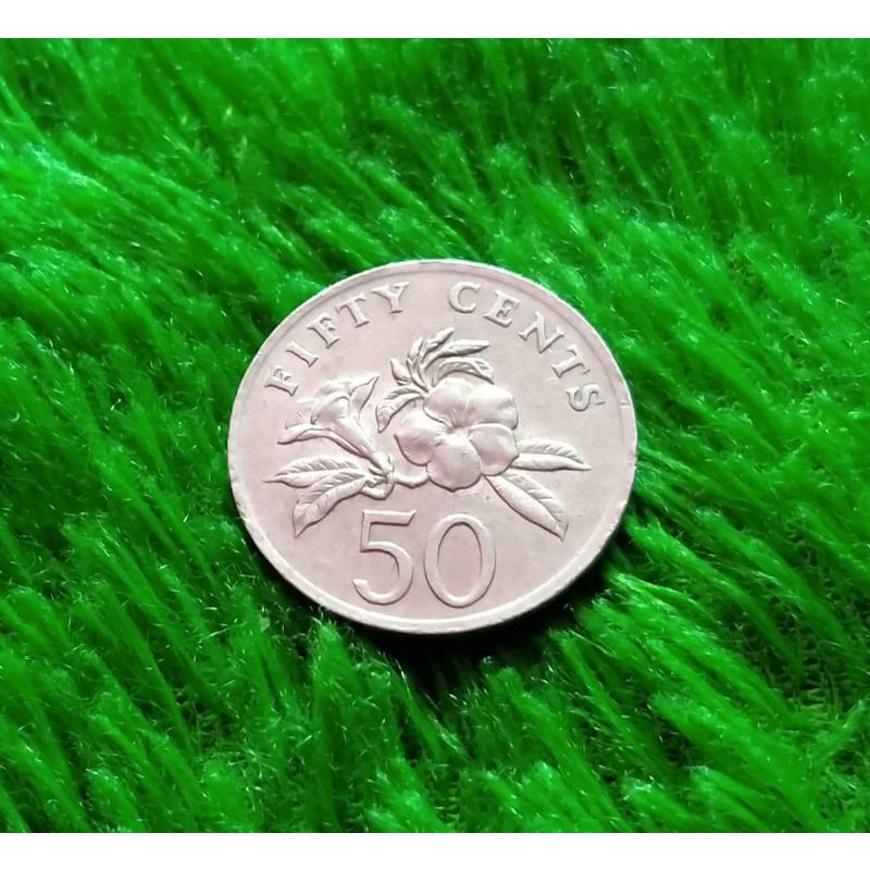 Koin asing Singapura 50 cent 1985