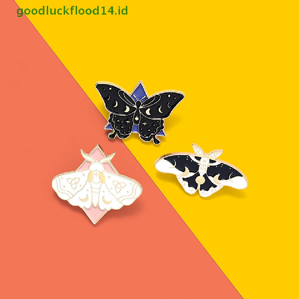 [GOOGFOUR] 3pcs Pin Enamel Kupu-Kupu Ngengat Fase Bros Tas Pakaian Lapel Pin Lencana Hadiah [TOP]