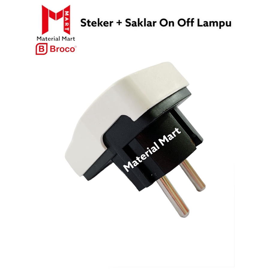 Broco Steker Saklar | Colokan Steker Saklar On Off White | Steker Lampu | Material Mart