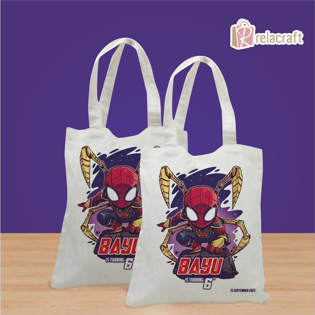 TOTEBAG/TAS ULANG TAHUN/HAMPER BUAT TEMPAT JAJAJAN/SPIDERMAN