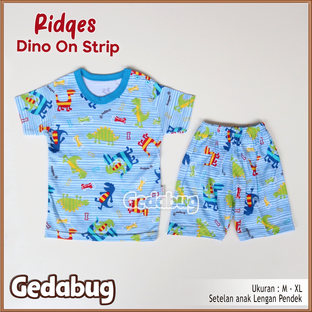 Setelan PENDEK Ridges Dino Ondstrip | Setelan anak Kancing Pundak Motif Terbaru | Gedabug