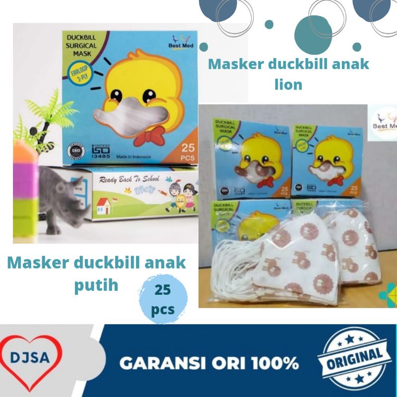 BESTMED DUCKBILL KIDS SURGICAL MASK / MASKER ANAK 3 PLY 25 PCS