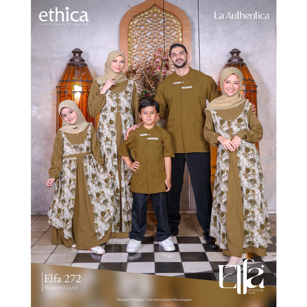 [ SALE ] SARIMBIT 2023 ETHICA ELFA 272 ROASTED GOLD  MEWAH JUMBO KOKO AYAH ANAK GAMIS IBU ANAK XS - 