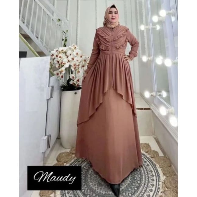 Gamis Wanita Terbaru 2023 Maudy Dress Ceruty Babydoll Full Furing Gamis Malaysia Baju Kondangan Wanita Kekinian