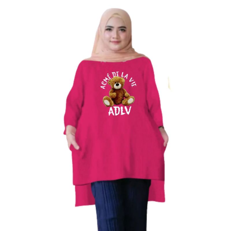 Atasan Baju Tunik Kaos Wanita Oversize LD 130 Cm Terbaru 2023 Viral Gambar DTF Bahan Kaos Babyterry . Atasan Baju Wanita Santai Tunik Wanita Dewasa Cewek Jumbo Kekinian Murah Big Size Teddy Bear