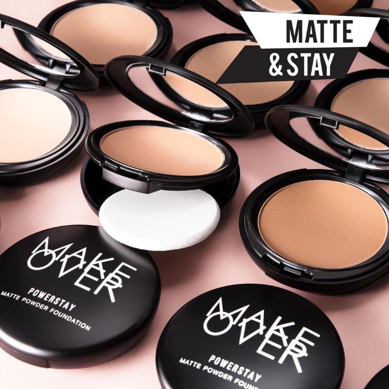 (GOSEND/COD) MAKE OVER POWERSTAY MATTE POWDER FOUNDATION - BEDAK PADAT MAKEOVER | MAKE OVER PERFECT COVER TWC TWO WAY CAKE - COMPACT POWDER