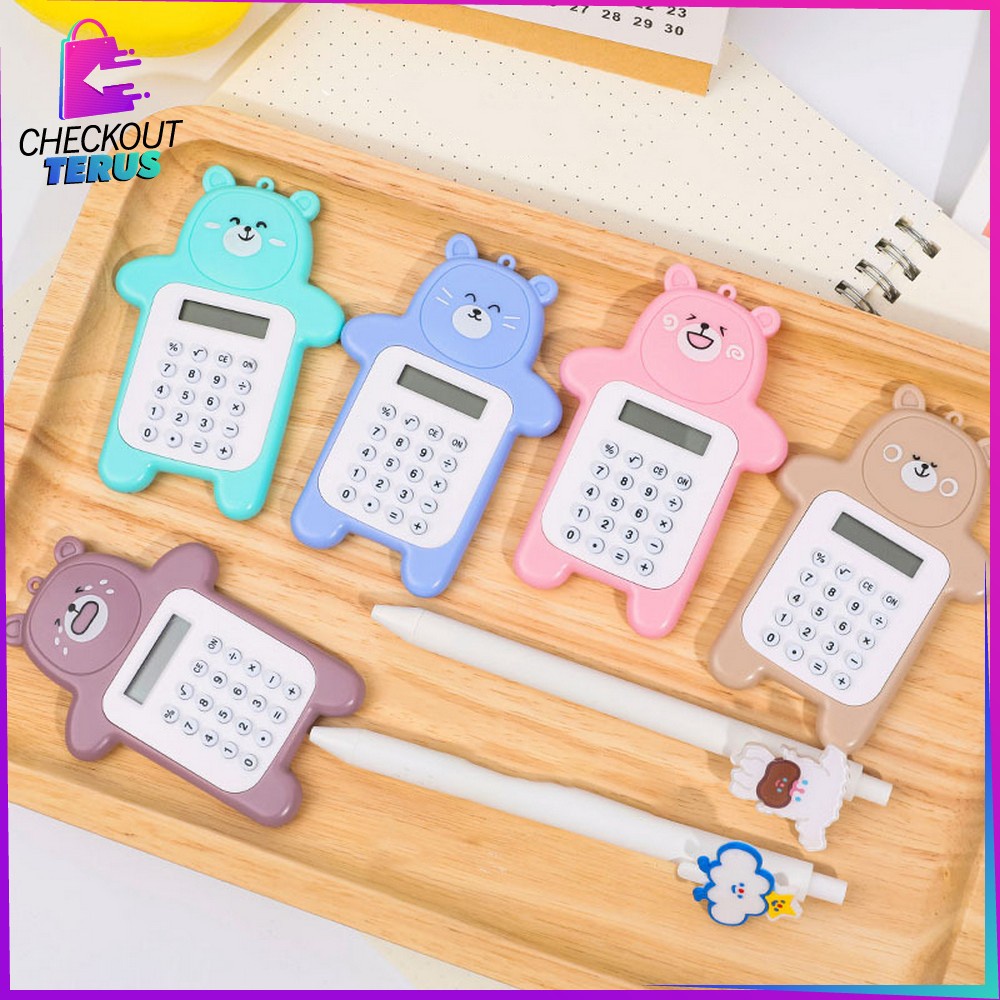 CT C325 Kalkulator Mini Motif Beruang 8 Digit Tombol Karet Portable Bear Calculator Travel Mini Stationary Perlengkapan Sekolah