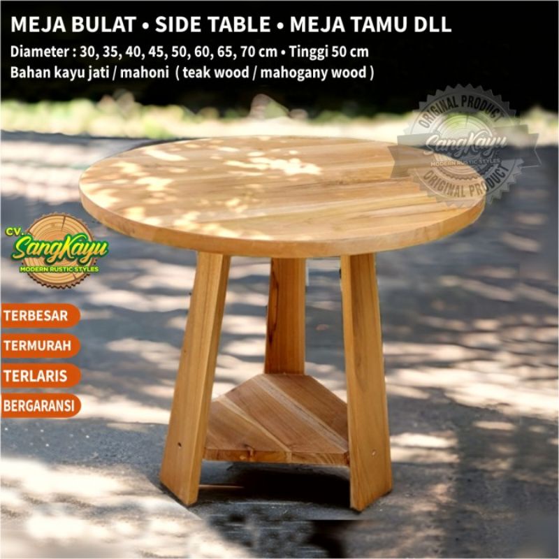 Meja sudut minimalis Coffee table meja bulat kayu meja tamu meja cafe