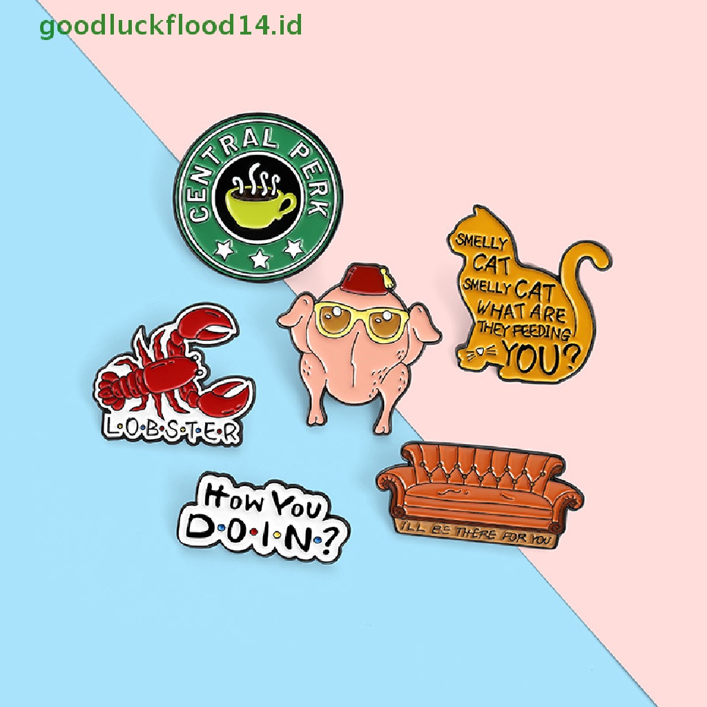 [GOOGFOUR] Teman How You Doin Enamel Pin Custom Kucing Bau Sofa Lobster Turki Bros Kerah Lencana Hadiah Perhiasan TV Klasik [TOP]