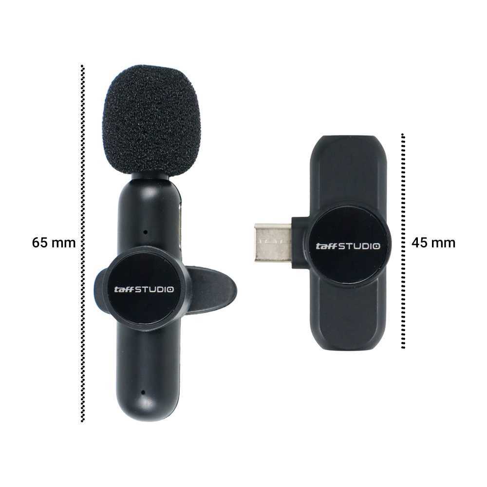 TaffSTUDIO Microphone Clip On Wireless Lavalier Lapel Mic Mikrofon Vlogger Livestreaming Video Recording USB Type C Dan Lightning Single Mic - HA85