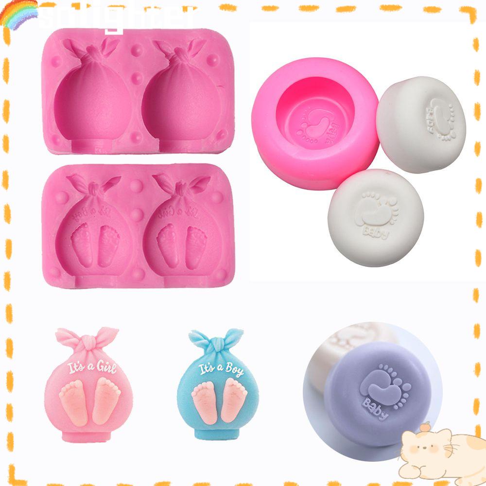 Solighter Cetakan Sabun Silikon Membuat Perlengkapan 3D Kaki Bayi Berbentuk DIY Craft Soaps Supplies