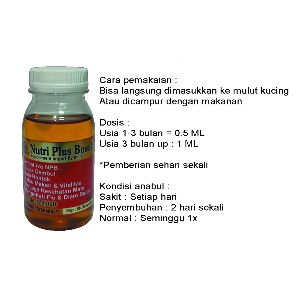 NUTRI PLUS BOSST vitamin bulu nafsu makan dan vitalitas kucing juga bisa menjaga kesehatan mata dan mengobati flu dan diare ringan