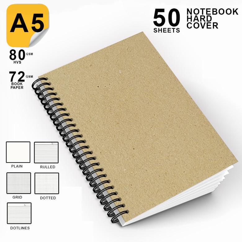 

[Produk OJ66] Notebook Coklat Tebal A5/Buku Catatan Polos/Spiral Kawat/Kertas Lines Grid Dotted Plain/Note Book 85