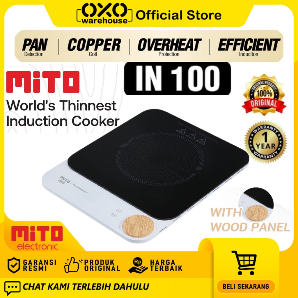MITO Kompor Induksi IN100 1 Tungku Listrik Cooker Low Watt Garansi Resmi