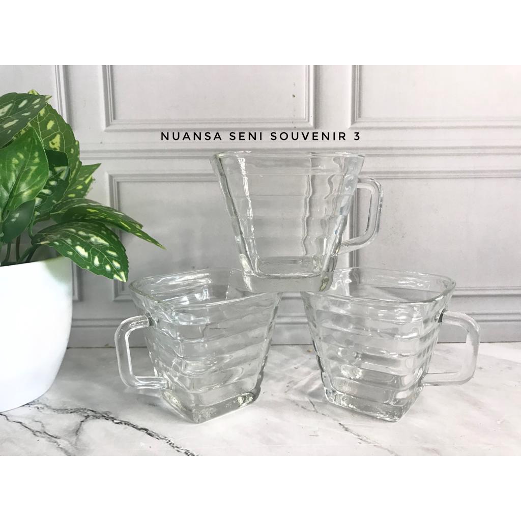 Souvenir Gelas Minum Kaca Quadro Gelas Cangkir Kaca Kotak Gelas Kopi Cangkir Kaca Aesthetic Bening P