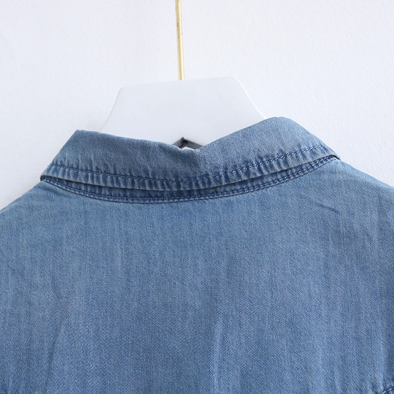 yikoo-Kemeja korea denim shirt atasan blouse wanita