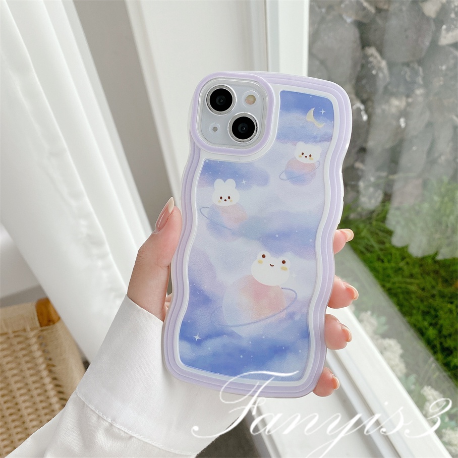 Compatible For iPhone 14 13 12 11 Pro Max X XR Xs Max 8 7 6 6s Plus SE 2020 Kompatibel Untuk Tulip Kelinci Beruang Gelombang Frame Phone Case TPU Soft Cover