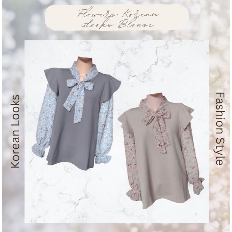 Atasan Blouse Knit Mix Ceruty Full Furing Terbaru by Cavel