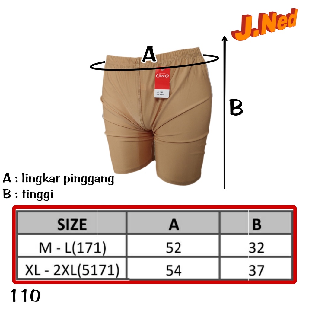 J110 - CELANA PENDEK STRIT, CELANA SENAM WANITA SOREX SIZE M/L DAN XL/XXL HARGA PER 1PCS