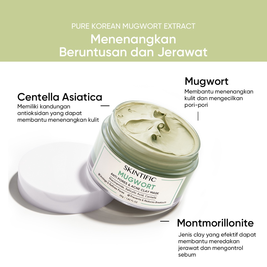 2PCS Moisturizer Packet SKINTIFIC 2PCS Skincare kit - MSH Niacinamide Moisture pelembab wajah + 5X Ceramide Moisturizer Moisture Gel + Mugwort Acne Mask +Volcano Clay Mask Masker Wajah Mud Masker