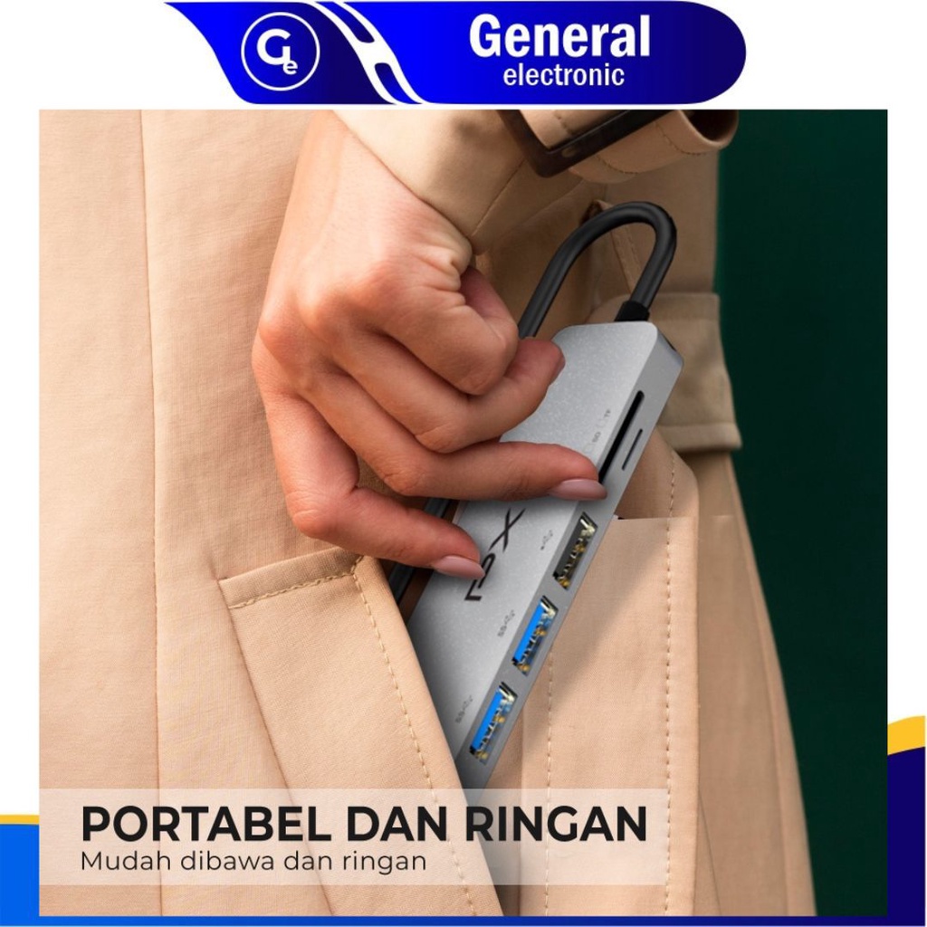 Type C 3.1 to HDMI Hub Converter USB Micro SD Card 6 in 1 PX UCH160