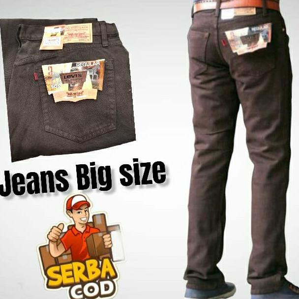 jumbo jeans pria coklat 38-46 celana jeans pria big size Coklat 46