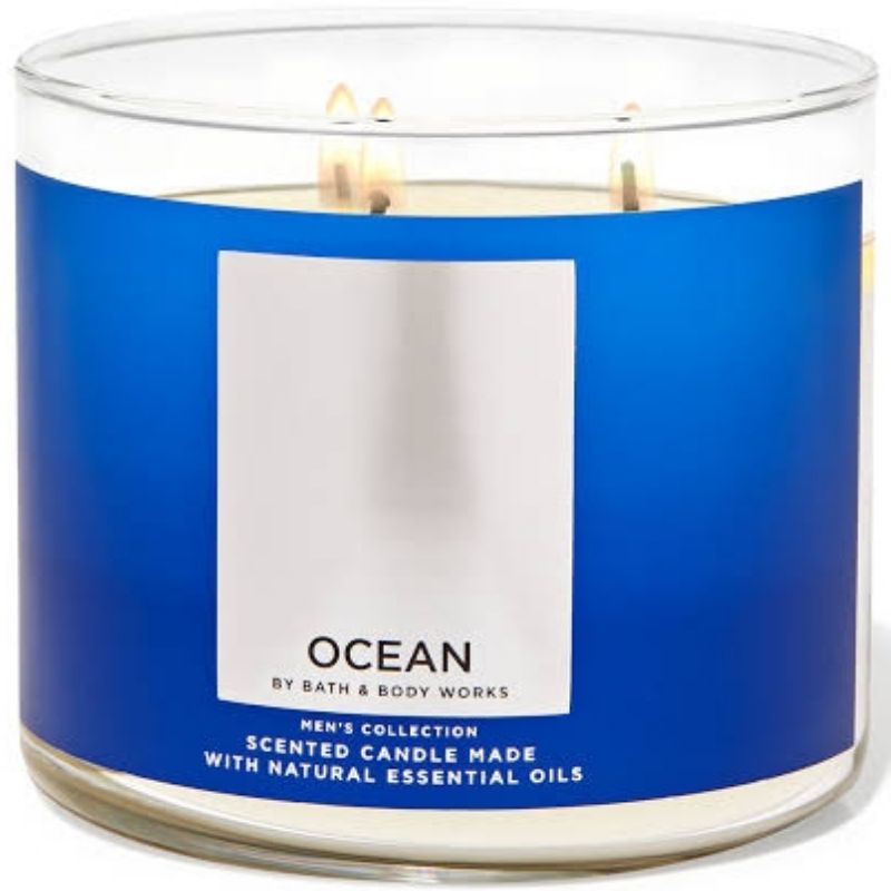 BATH &amp; BODY WORKS BBW OCEAN 3-WICK SCENTED CANDLE 411 G LILIN WANGI 3 SUMBU UKURAN BESAR PENGHARUM RUANGAN