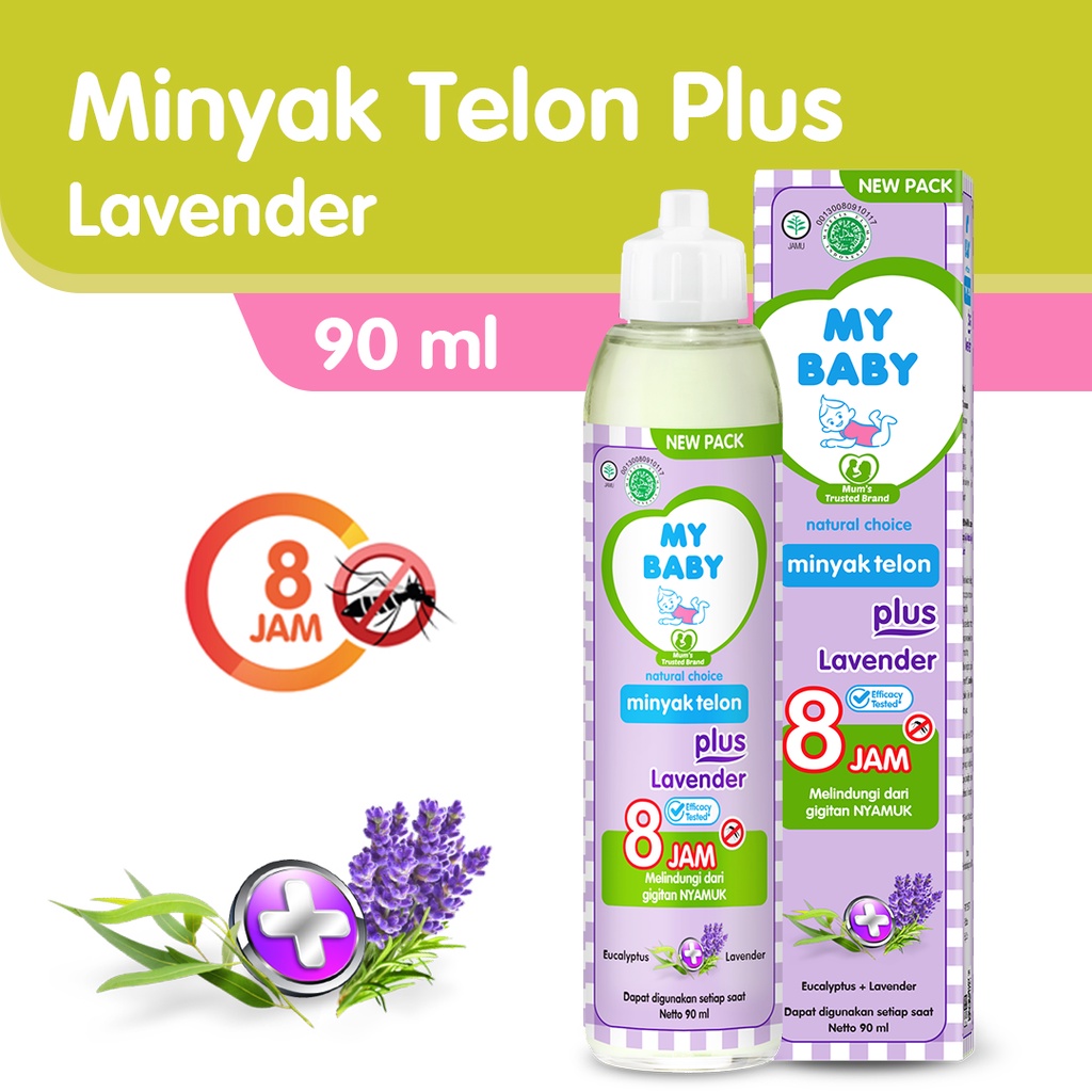 MY BABY Minyak Telon Plus Lavender [90 mL] - Minyak Bayi Anti Nyamuk 8 Jam - Exp: 11.2024