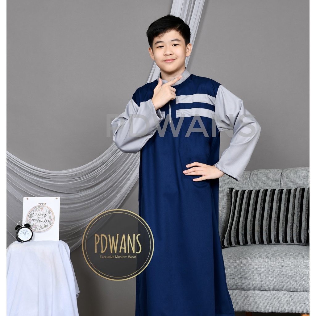 JUBAH ANAK REMAJA TANGGUNG Bahan Katun Toyobo Resleting Baju Muslim Anak Jubah Gamis Seri Warna PDWANS - JbA02W