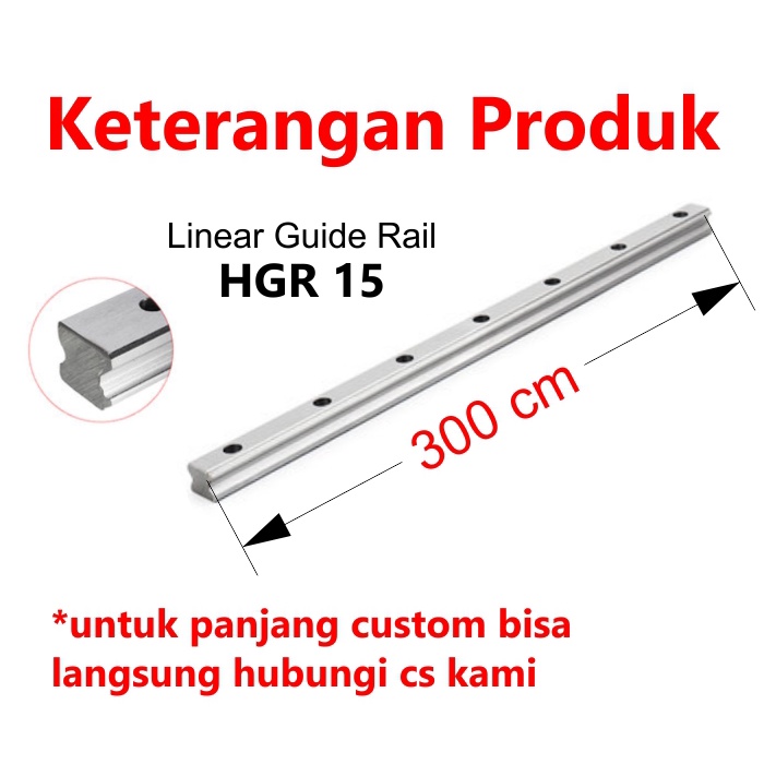 [HAEBOT] HIWIN Linear Guide Rail HGR15 HGR 15 15mm 300cm Rel CNC Laser CO2 Router Milling Plasma HGH15 Motion Industri Full Triplek Mesin Mekanik Otomasi