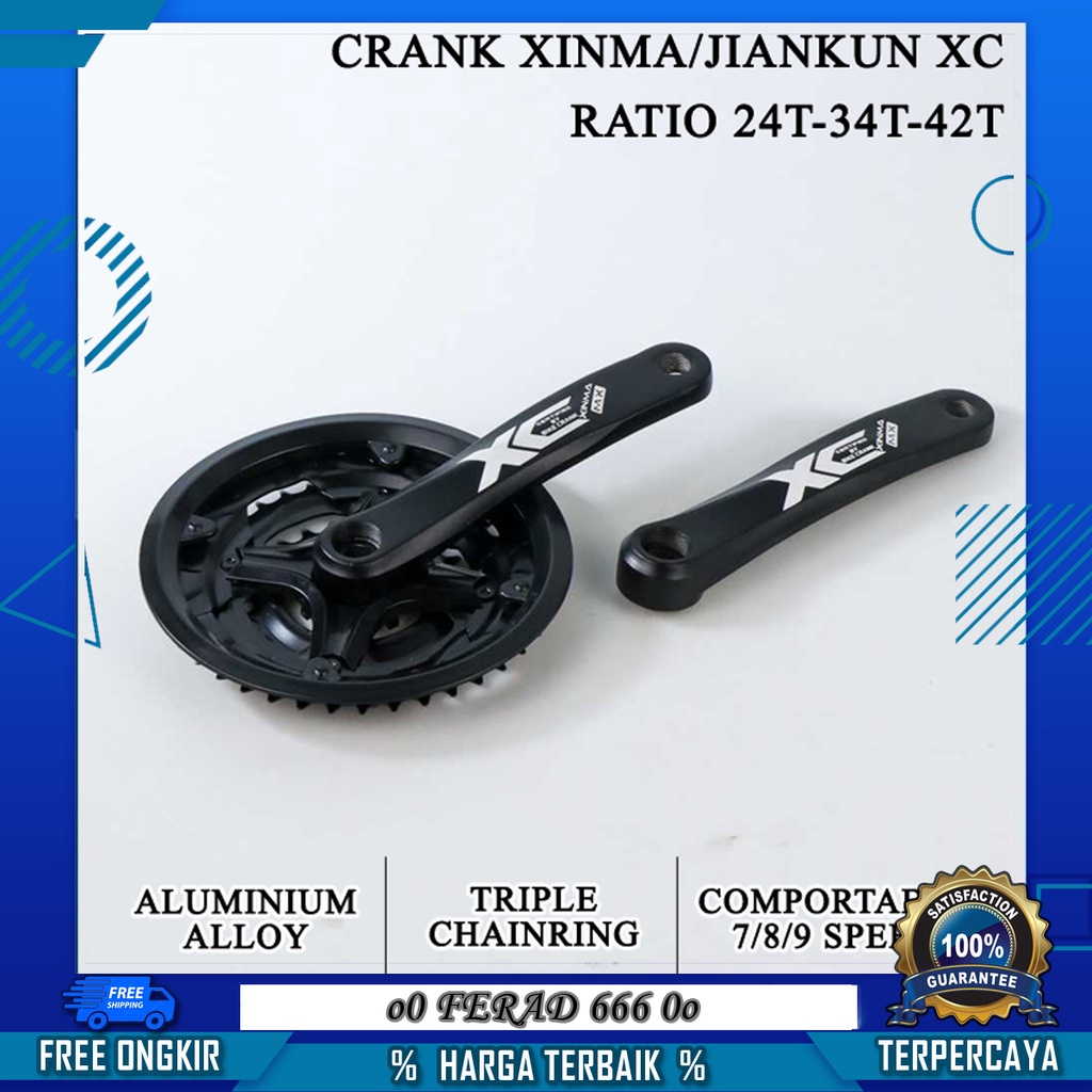 Crank 3 Speed Xinma XC Ratio 42-34-24T for 7/8/9 Speed