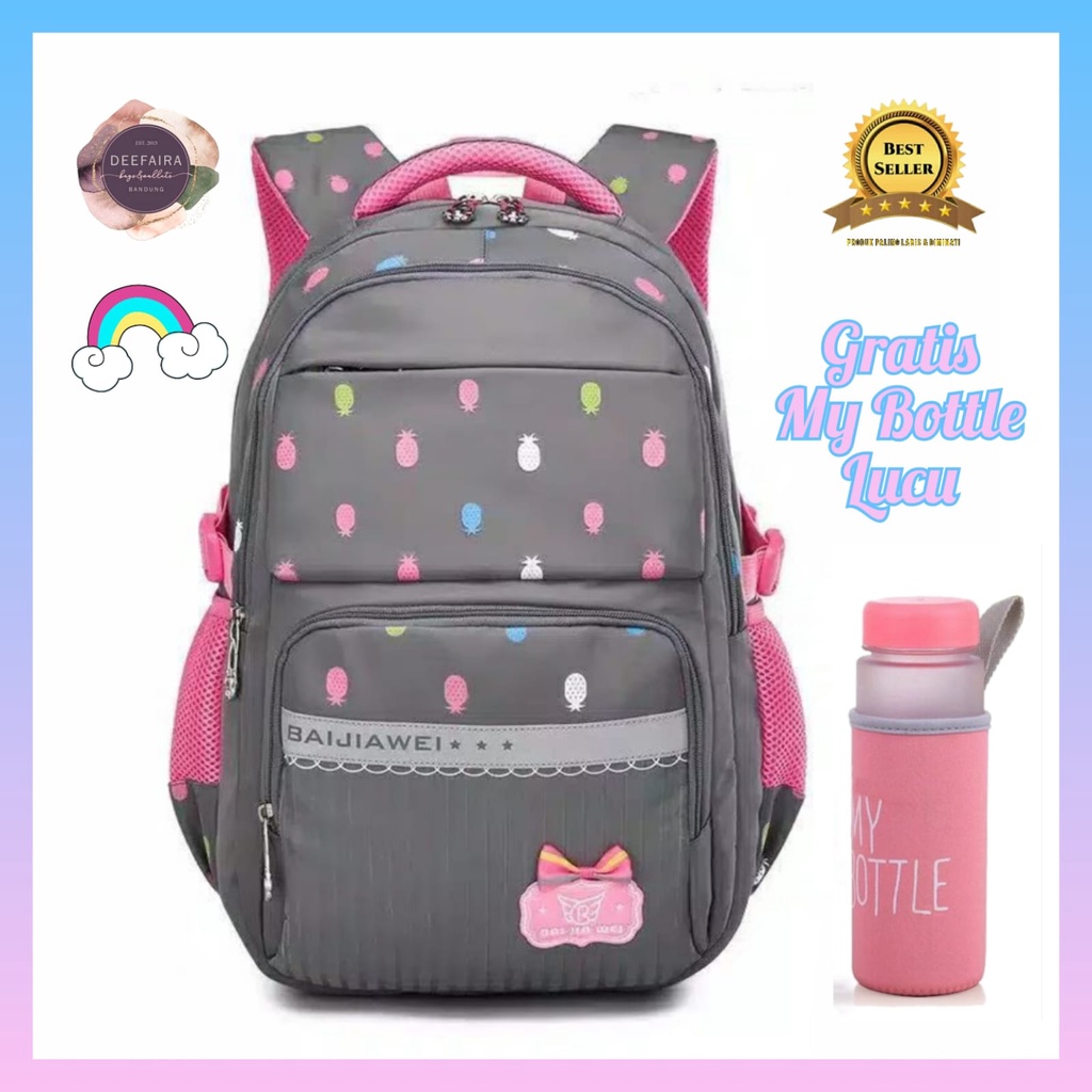 Tas Ransel Anak Perempuan Untuk Sekolah Tk &amp; Sd Motif Nanass Free My B0ttle Lucu