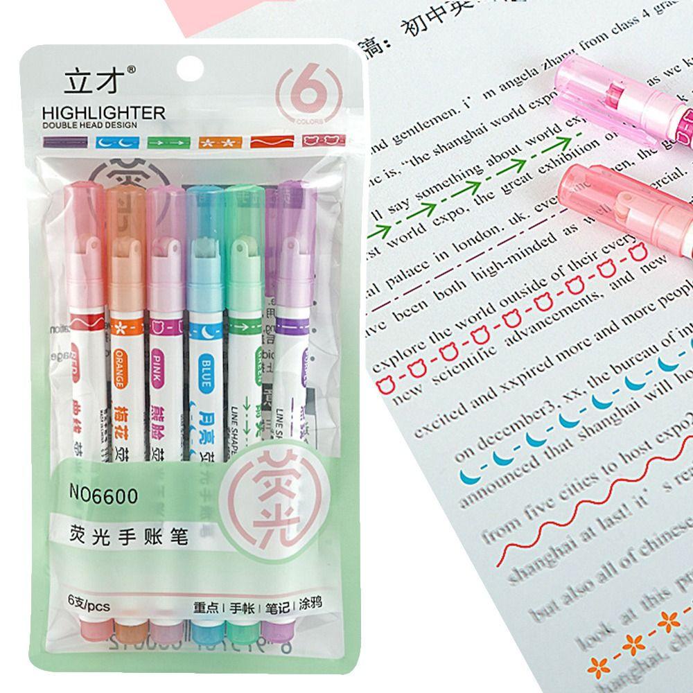 Nanas 6PCS/SET Curve Marker Pen Curve Alat Gambar Garis Berbentuk Bunga Sketsa Menandai Teks Menggambar Perlengkapan Banyak Bentuk