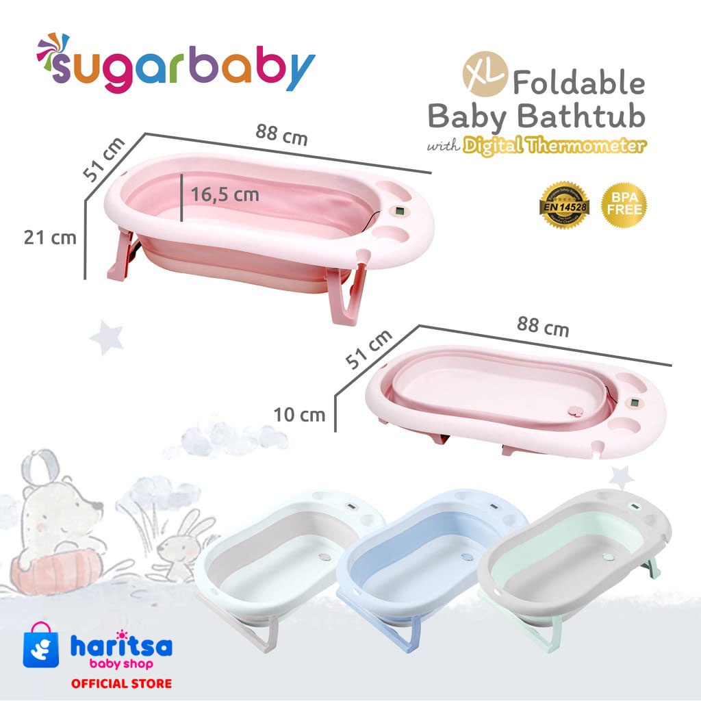 Sugarbaby Foldable Baby Bathtub with Digital Thermometer / Sugar Baby Bak Mandi Lipat dengan Termome
