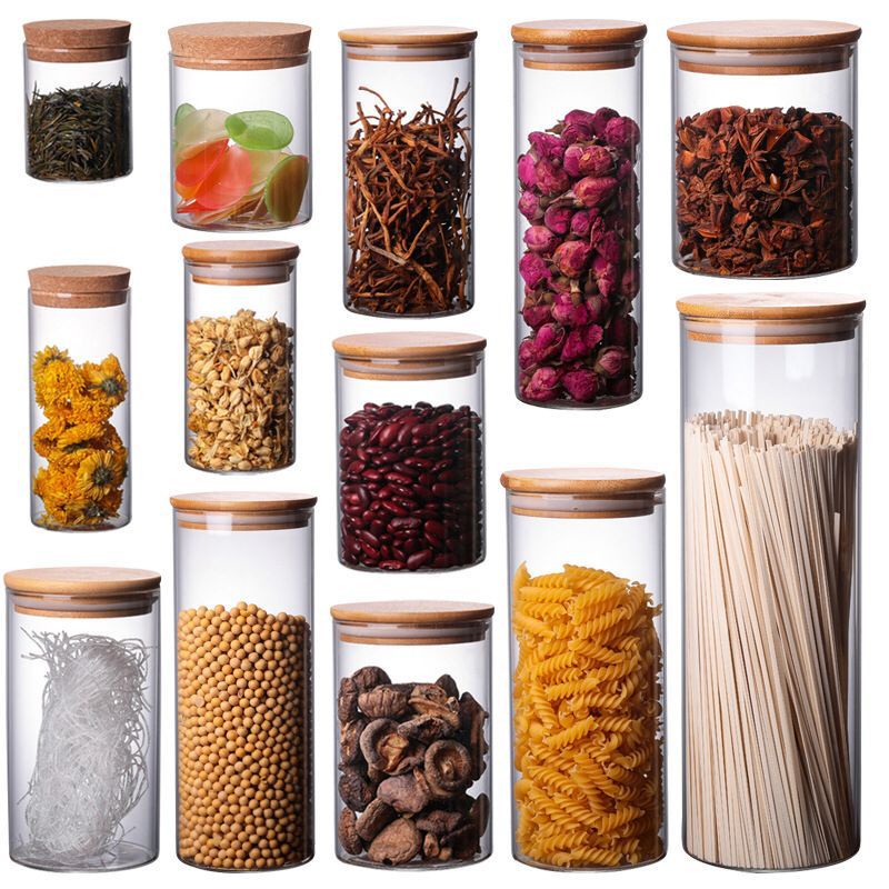 Toples Kaca Kotak Makanan Penutup Kayu