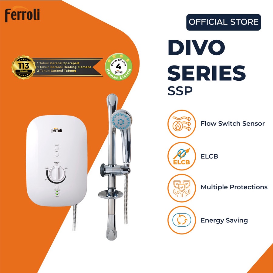 Ferroli Instant Electric Water Heater Divo Series SSP 2.4S