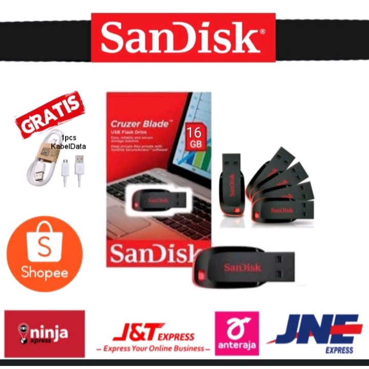 Flashdisk cruzer blade 8gb flashdisk bagus harga grosir 16GB / 32GB / 64GB / 128 GB BONUS KABELDATA 1PCS