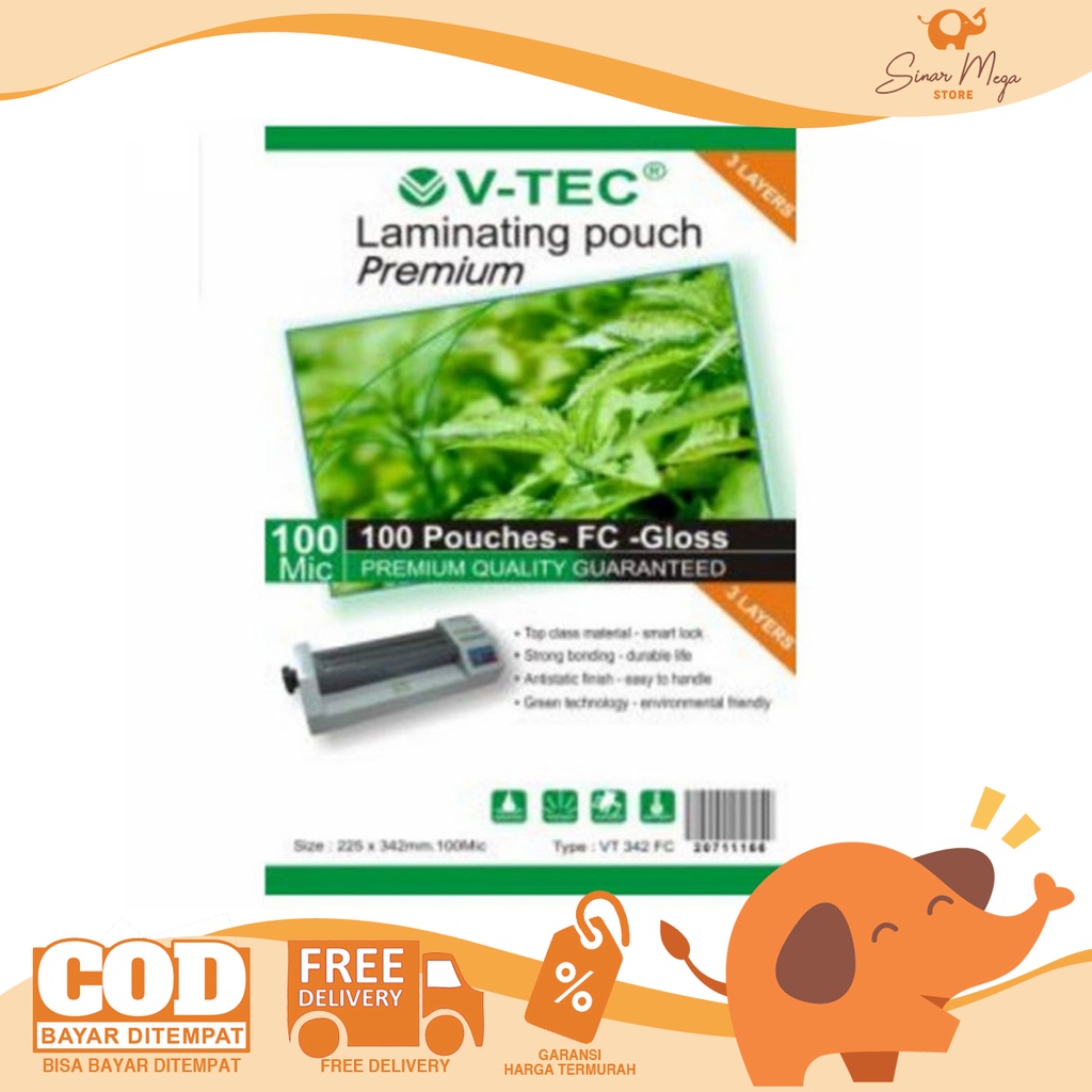 

Vtec Plastik Laminating F4 225x340mm / Plastik Laminating Ukuran F4 Murah Berkualitas